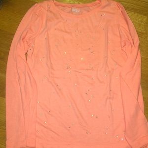 Peach and silver sparkly crazy 8 Long sleeve T